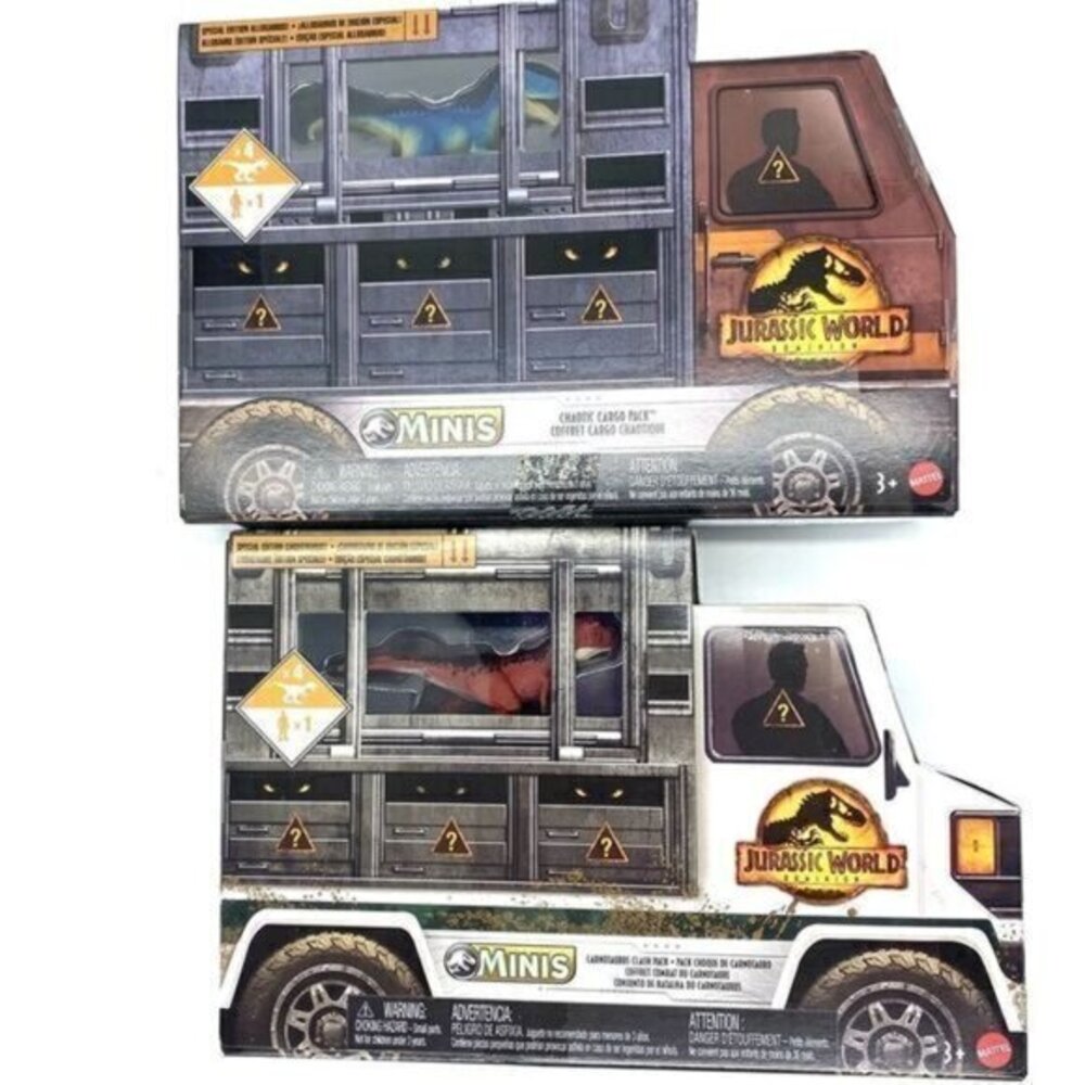 Jurassic World Dominion Minis Carnotaurus Clash & Chaotic Cargo Packs x2 New